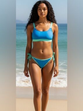 New-Large Top Medium Bottom 
full coverage padded top 
Ruched Back string bottom